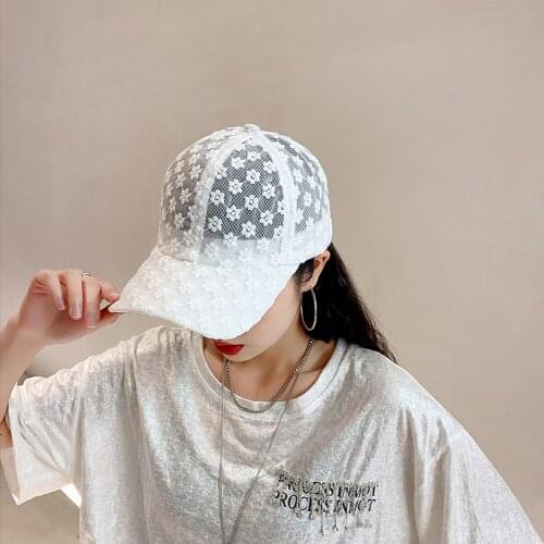 Summer Lace Hat Cotton Baseball Cap For Women Breathable Mesh Floral Girls Snapback Hip Hop Fashion Female Visor Caps Adjustable