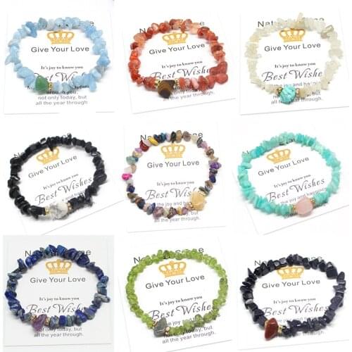 Personality Irregular Natural Stone Bracelet Women Girls Mix Color All Handmade Crystal Moonstone Turquoise Bracelet Bangle Gift