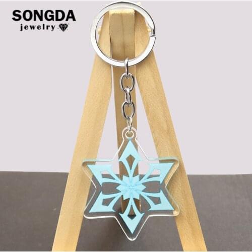 Genshin Impact Element Vision Keychain Gods Eye Mondstadt Liyue Harbor Pattern Acrylic Transparency Key Ring Bag Pendant Gifts