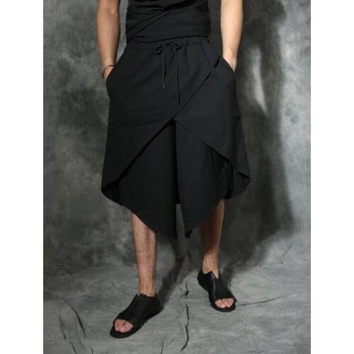 Summer personality loose trousers mens skirt pants harem pant mens feet trousers fashion pantalon homme street novelty black