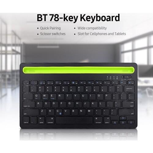 BT Keyboard with Two Pairing Function Scissor Switches Slot Gaming Keyboard for Cellphones/Tablets Support IOS Android Windows