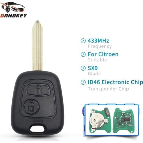 Dandkey 2 Buttons Uncut Remote Control Key 433MHz ID46 Chip For Citroen Saxo Picasso Xsara Berlingo SX9 Key Fob Car Accessory