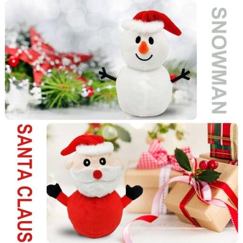 Behogar Christmas Doll Double Sided Flip Reversible Santa Claus Snowman Stuffed Plush Toy Ornaments for Kids Party Decoration