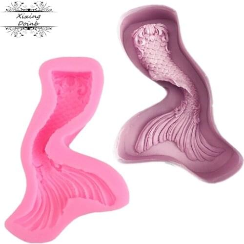 Fish tail shaped cake silica gel mold biscuit baking polymer clay Candy Chocolate Mold baby party fudge cake decoration