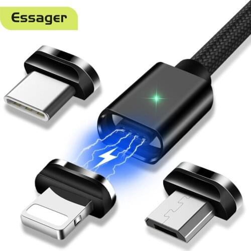 Essager Magnetic USB Cable For iPhone 11 Pro Max Xiaomi Redmi Magnet Type C Micro USB Cable Fast Charger Mobile Phone Cord