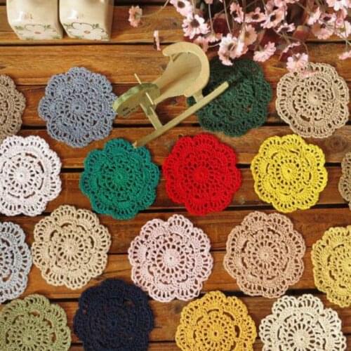 Round 1pcs Placemats 10cm Cotton Crochet Lace Cover Table Doily Placemat Coaster Cup Mat Pads Dining Decor Porta Copo Centrini