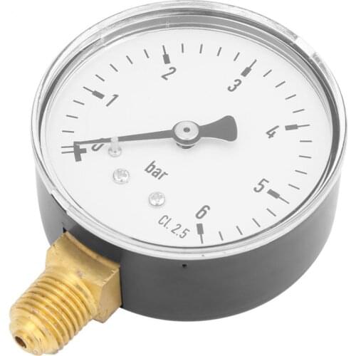 0-6bar 1/4" NPT Thread Pressure Gauge Side Mount Manometer 6cm Dial Plate For Fuel Air Oil Water Pressure Measuring Tools