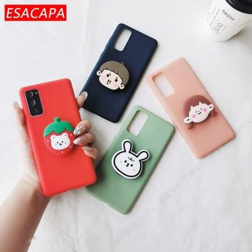 Cute 3D Cartoon Stand Holder Phone Case For Samsung S20 FE S21 S20 Ultra Soft Silicone Cover For Samsung A32 4G A72 A52 M31 S