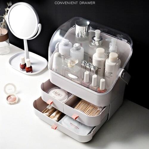 Fashion New Makeup Organizer Large Capacity Waterproof and Dustproof Bathroom Cosmetic Storage Box Desktop Beauty Storage Drawer