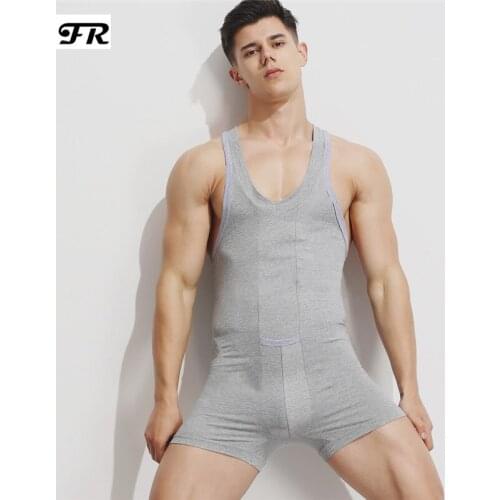 FR NEW Mens Undershirt,Mens Cotton Sexy Tank Underwear,Casual Mens Siamese Long Johns