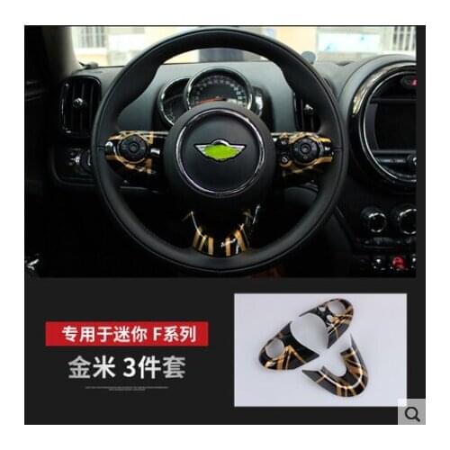 A Set of Golden Union Jack UK Flag Car Interior Steering Wheel Trim Fit MINI Cooper F54 F55 F56 F60