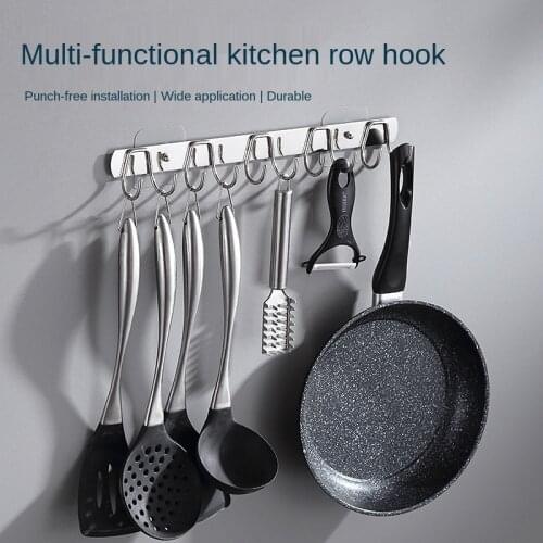 New Stainless Steel Kitchen Row Hook Punch-Free Bathroom Towels Hook Coat Hook Kitchen Hook Wall Hanging Door Clothes Hook