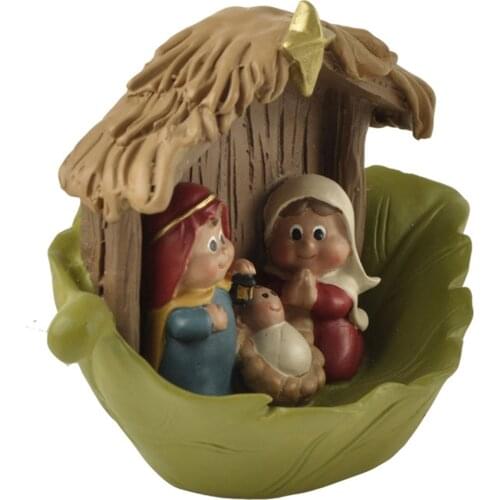 Nativity Scene Baby Jesus Christmas Crib Figurines Nativity Statue Scene Decor #W0