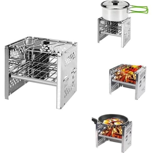 Folding Barbecue Grill Mini Barbecue Grill Stainless Steel Barbecue Grill Outdoor Camping Picnic Barbecue Firewood Stove