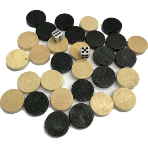 Natural Wooden Chess Draughts & Checkers & Backgammon Chess Piece for Kids Board Game Learning Camping