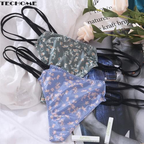 2021 European Underwear Ice Silk G-string Sexy Thin Belt Hollow T Pants Girly Sexy Low-waist Cotton Crotch Summer Girls Thongs