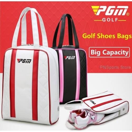 Pgm Waterproof Pu Golf Shoes Bag For Men And Women Golf Big Holder Pouch Large Capacity Travel Bag Portable Pack Handbags