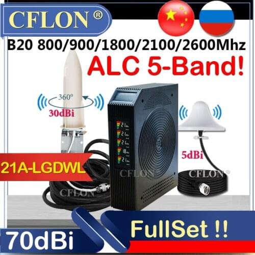 New!!Five-Band B20 800 900 1800 2100 2600Mhz CellPhone Cellular Amplifier 4G GSM Repeater 2G3G4G Network Signal Booster Repeater