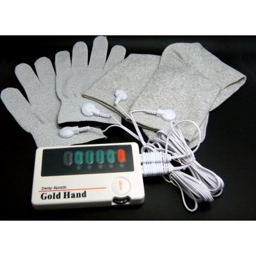 XFT-502 Low Frequency Therapeutic TENS Massage Electrical Stimulator Therapy Massager With Conductive Gloves + socks & 4 Pads