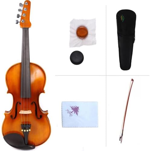 Yinfente 4/4 Violin Spruce+Maple Handmade Ebony Parts Free Case Bow Rosin