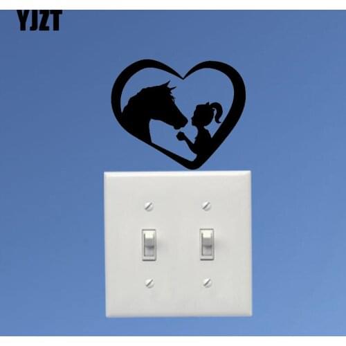 YJZT Wall Vinyl Decal Heart Symbol Love Girl With Horse Pet Animal Switch Stickers 17SS0048