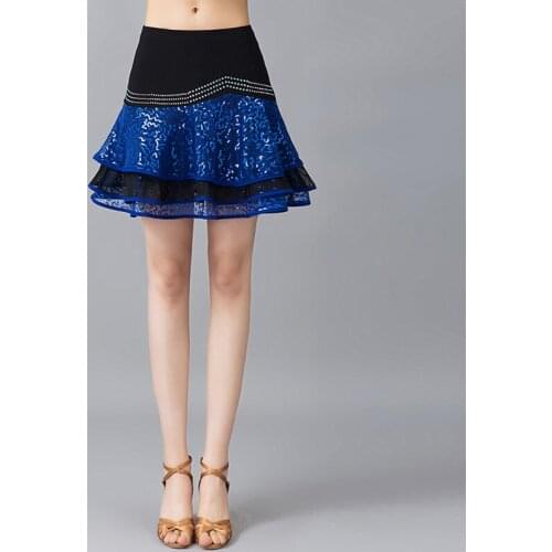 2018 New Women Latin Dance Skirt Blue/Black/Red Cha Cha/Rumba/Samba/Tango/Cowboy Skirt Dancewear Performance/Practice costumes