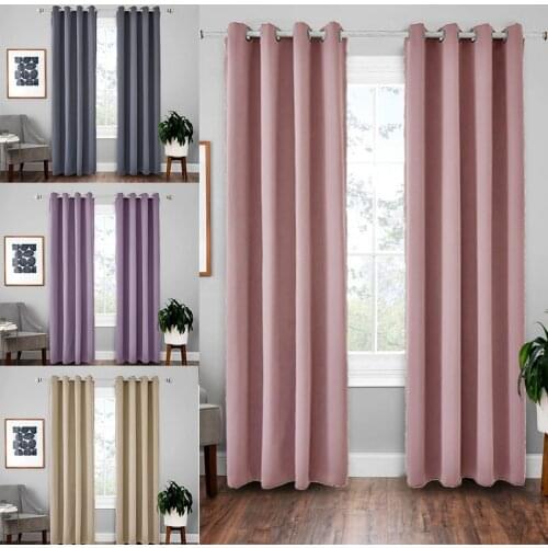 2pcs Shade Curtains Heat Insulation Curtains Living Room Bedroom Window Shade Fabric Finished Solid Color Curtains