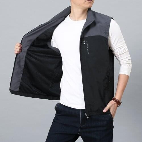 Men Leisure Vest Outdoor Hiking Fishing Sleeveless Jackets Large Size M-6XL Patchwork Stand Collar Loose Quick-dry Waistcoat