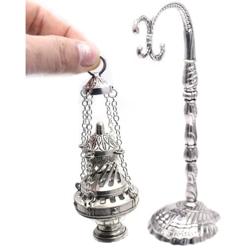 1PC Antique Carved Incense Burner Cross Decoration Church Chapel Ornaments Prayer Religious Home Worship Supplies