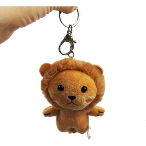 10PCS 10cm Simulation Lion Favorite Bag Decoration Plush Mini Pendant Keychain Doll Ring Soft Toy