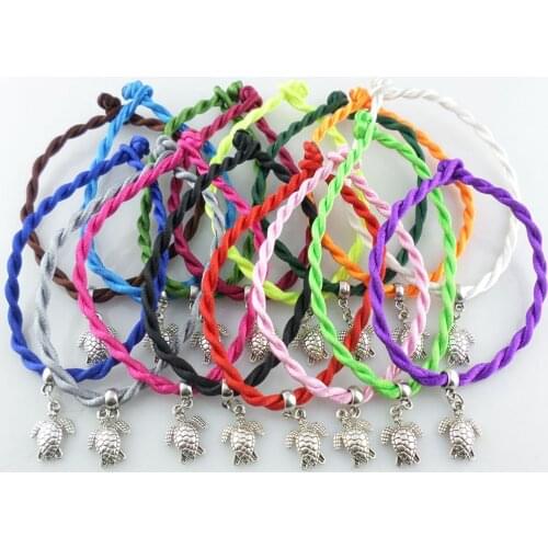 10pcs Red Cord String Handmade Jewelry Lucky Turtle Charms Bracelets Bangle Couple Women Friendship 20cm Valentine Gift