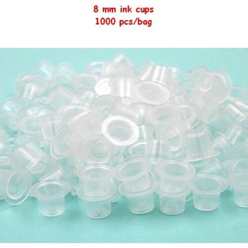 1000 PCS/Pack 8 MM EZ Disposable Plastic Ink Cap Cups for Tattoo & Permanent Makeup Ink Pigment