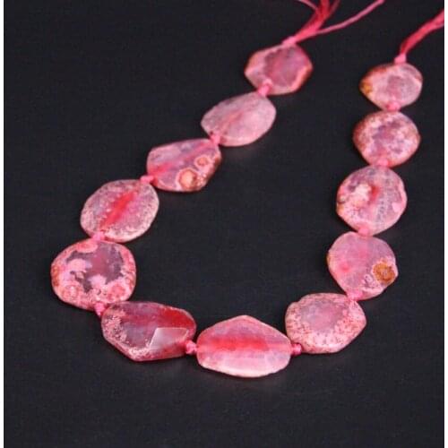 15.5 inches/strand Pink Raw Dragon Veins Faceted Agates Druzy Slab Nugget Loose Beads,Drusy Gems Stone Slice Pendants Jewelry