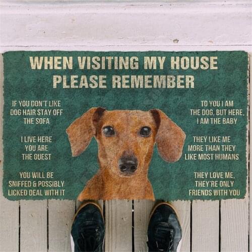 3D Printed Please Remember Dachshund House Rules Custom Doormat Non Slip Door Floor Mats Decor Porch Doormat