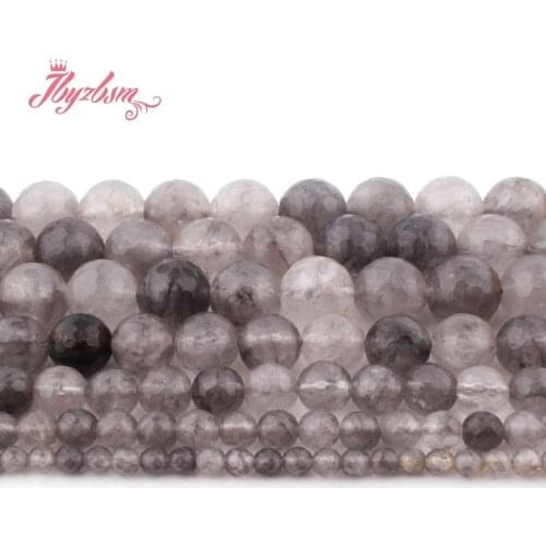 4,6,8,10,12mm Round Cloudy Crystal Beads Ball Faceted Natural Stone Beads For Necklace Bracelet Jewelry Making 15" Free Shipping