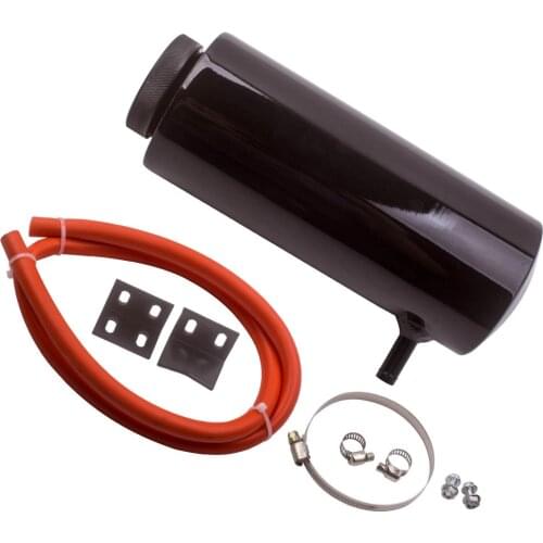 Aluminum Car Engine Oil Catch Tank Can Reservoir Breather 800ml Cylinder Black