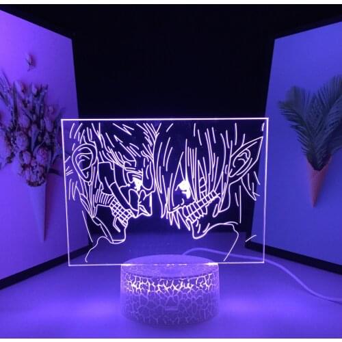 Animation Peripherals Two Face Off 3D LED Lamp Visual Illusion White Cracked Base for Home Bedroom Table Decoration USB Charging