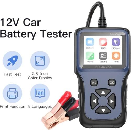 Car Battery Tester Charger Analyzer 12V 2000CCA Voltage Battery Test Car Motorcycle Detector Charging Cricut Load Tools