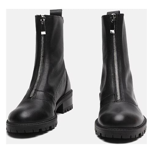 Botas mujer 2019 Casual Shoes Women Platform Martin Boot Fashion Brand Lady footware Front Zipper Ankle Boots Women Thick Bottom