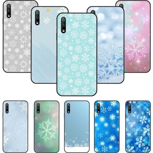 Phone Case For Huawei Honor 9X 10 9 20 8X 8A 8S 7X 7A i A Pro Play Lite Black Cover Etui Trend Back Christmas Winter Snowflake