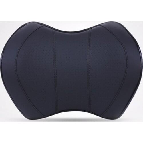 Black Leather Car Seat Neck Pillow Auto Memory Foam Headrest Travel Cushion 1 Piece