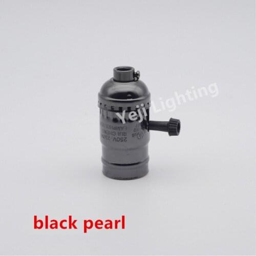 E27 E26 screw aluminum shell balck pearl lamp holder with switch Edison retro lamp holder lighting accessories