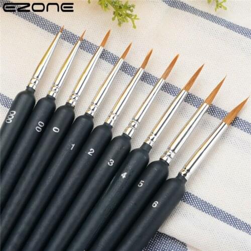 EZONE 9PCS/set Paint Brush Watercolor Painting Fine Hook Line Pen Different Size Nail Art Line Drawing Pen Oil School Supply