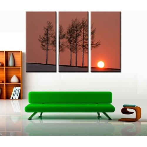Sunset Modern Canvas Art Sunset Landscape Artwork Giclee Canvas Print Picture to Photo on Canvas for Sitting Room Decor Unframed