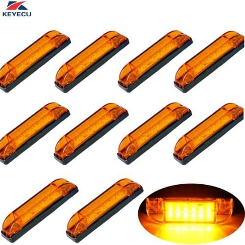 KEYECU 10 Pack 4" Amber 6LED Side Marker Lights Rear Side Clearance Marker Lamp for Truck Trailer Boat Bus RV Indoor Outdoor