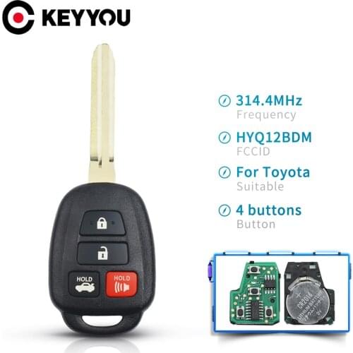 KEYYOU For Toyota HYQ12BDM 314.4Mhz Remote Car Key G Chip For Toyota Camry Corolla 2012-2017 HYQ12BEL No Mark