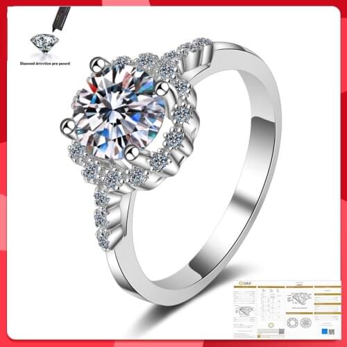 Moissanite Ring 100% S925 Sterling Silver Wedding Anniversary 0.5CT 1CT 2CT D Color VVS1 Ring