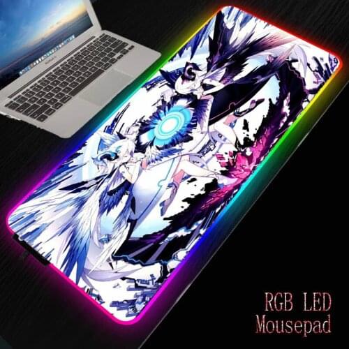 MRGBEST Synthesized Angel Anime RGB Gaming Computer Large Mouse Pad Led USB Mause Backlit Keyboard Desk Non-slip Rubber Mat
