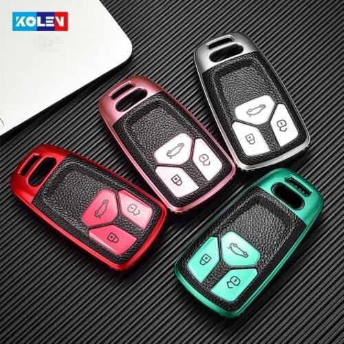 New Leather+TPU Car Remote Key Full Cover Case For Audi A6 A5 Q7 S4 S5 A4 B9 Q7 A4L 4m TT TTS RS 8S 2016 2017 2018 Auto Keychain