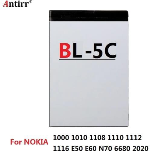 3.7V 1020mAh BL-5C Li-ion Battery For Nokia 1000 1010 1108 1110 1112 1116 E50 E60 N70 6680 2020 BL5C BL 5C Batteries